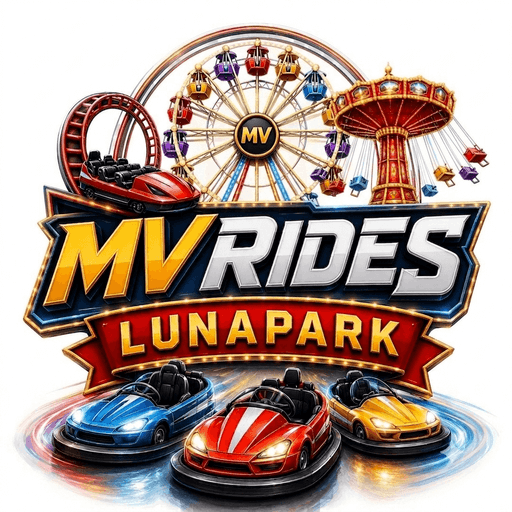 MV RIDES logo MV rides lunapark logo